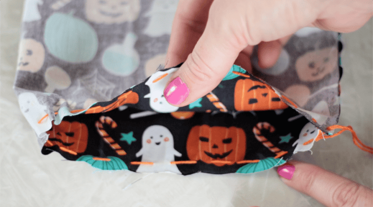 pumpkin opening before being cinched closed.