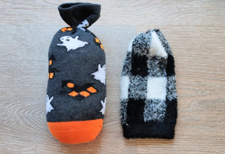 Stuffed sock and sock hat.