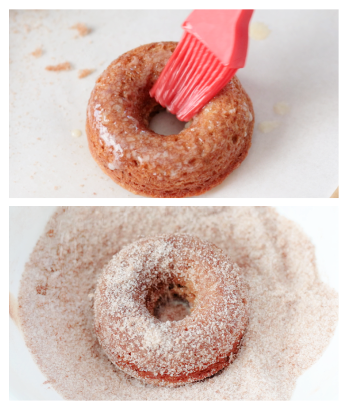 donuts brushed with butter and coated in cinnamon and sugar.