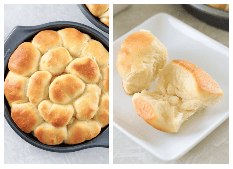 baked Parker house rolls
