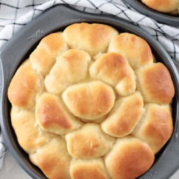Pan of Parker House rolls.
