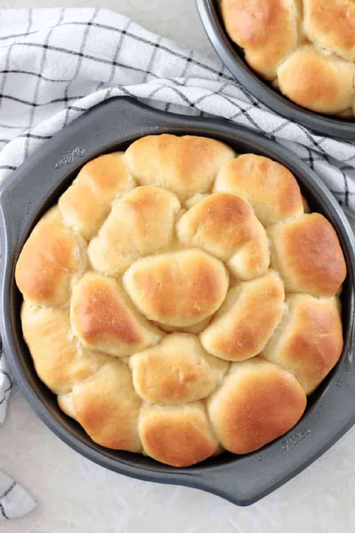 Pan of Parker House rolls.