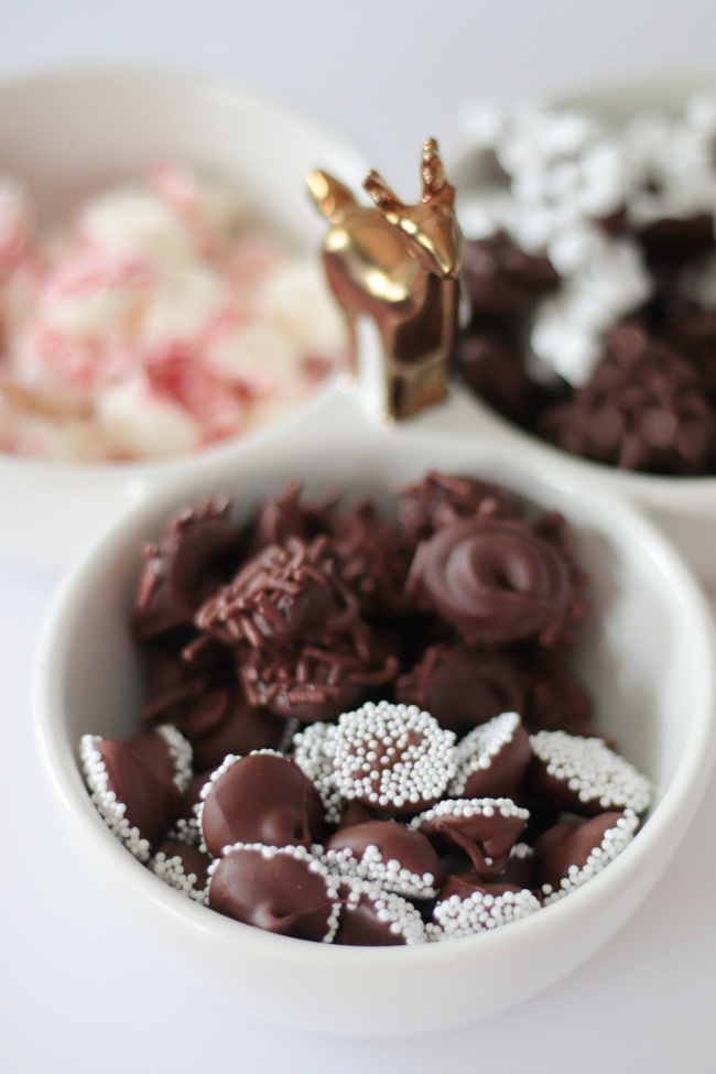 candy dish with chocolate candies