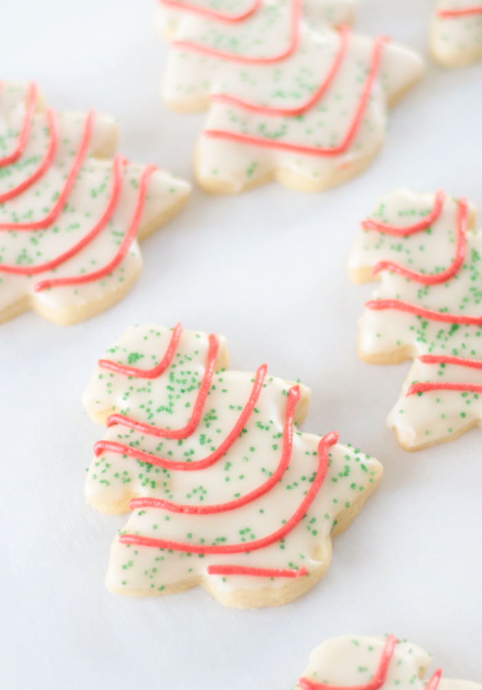 tree cookies on parchment paper