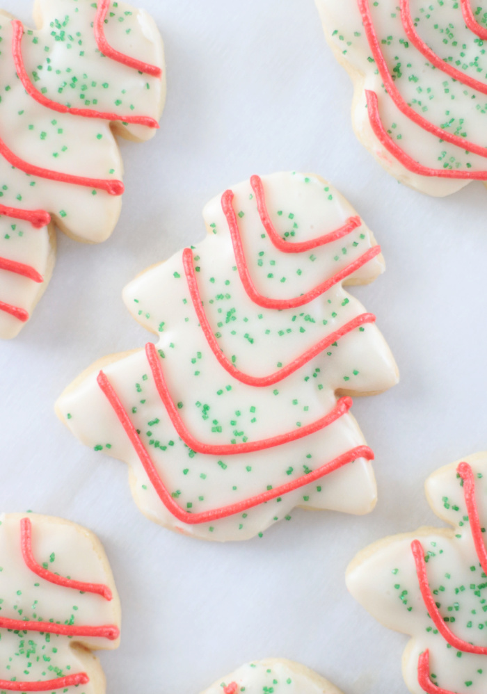 tree cookies on parchment paper