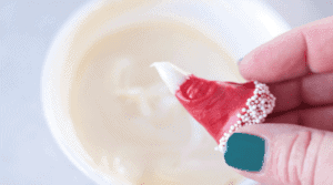 tip of Santa hat bugles dipped in white candy melts