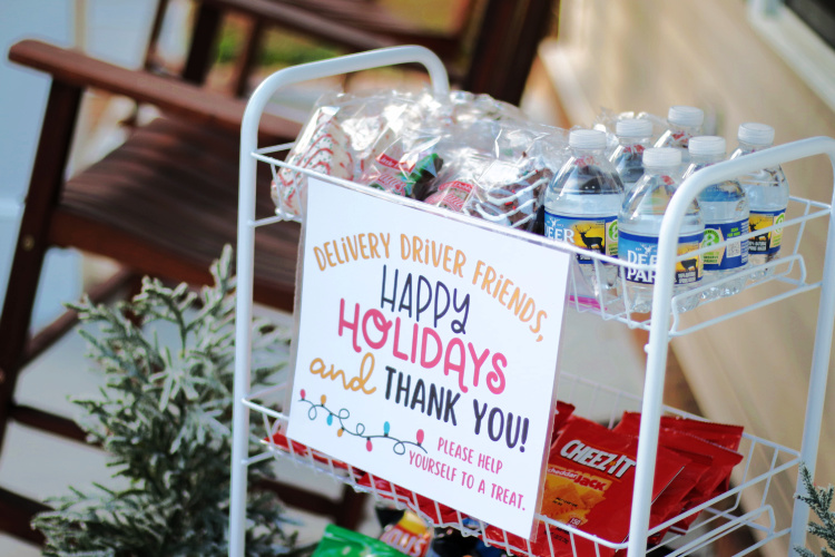 delivery driver treats on porch