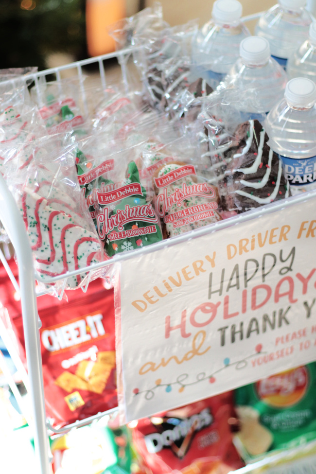 basket of treats for delivery driver