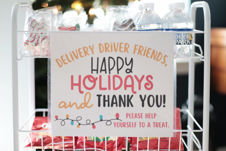 happy holidays sign for delivery drivers