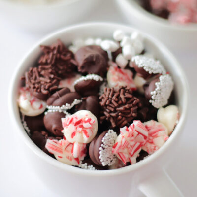 mug of various chocolate candies