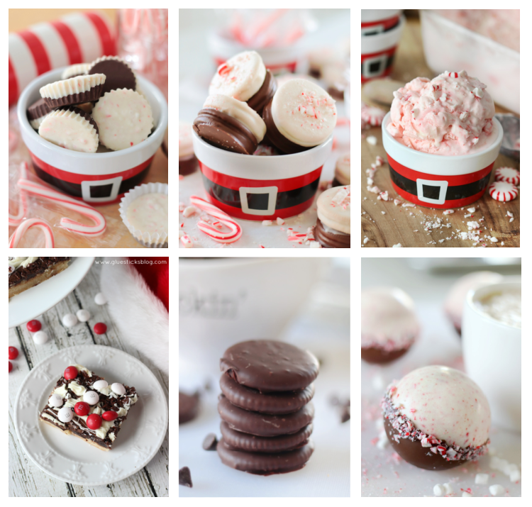 peppermint cups, brownies and cocoa bombs