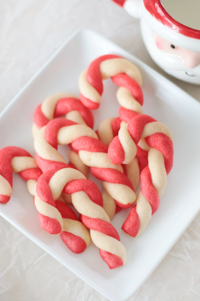 candy cane cookies on plate