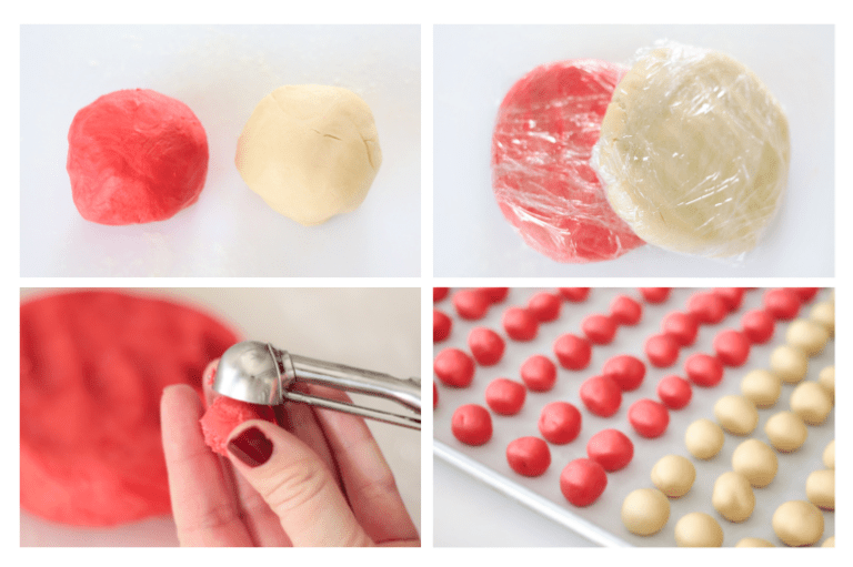 red and white cookie dough balls