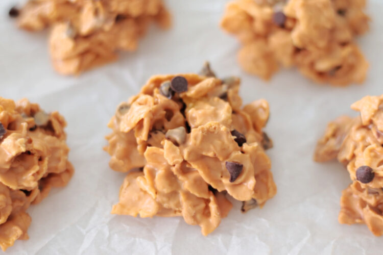 corn flake cookies on parchment paper