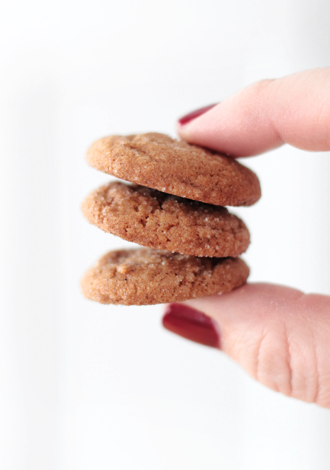 hand holding 3 gingersnap cookies