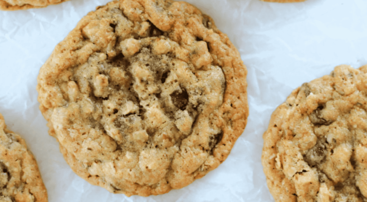 Baked cookies on parchment paper.