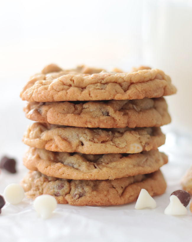 stack of five chip cookies