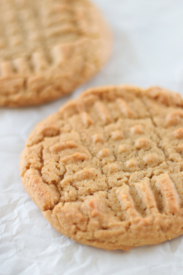 two giant chewy peanut butter cookies