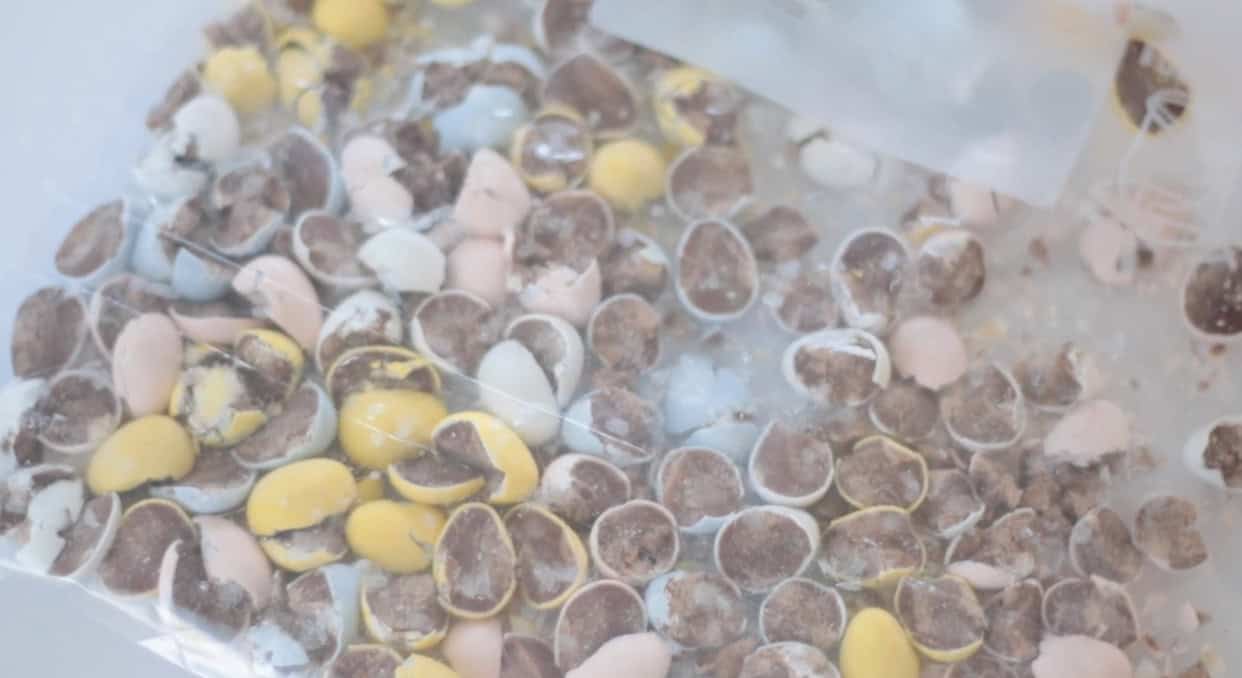 A bag of crushed Cadbury candy.