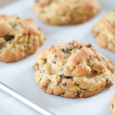 levain cookies on baking sheet