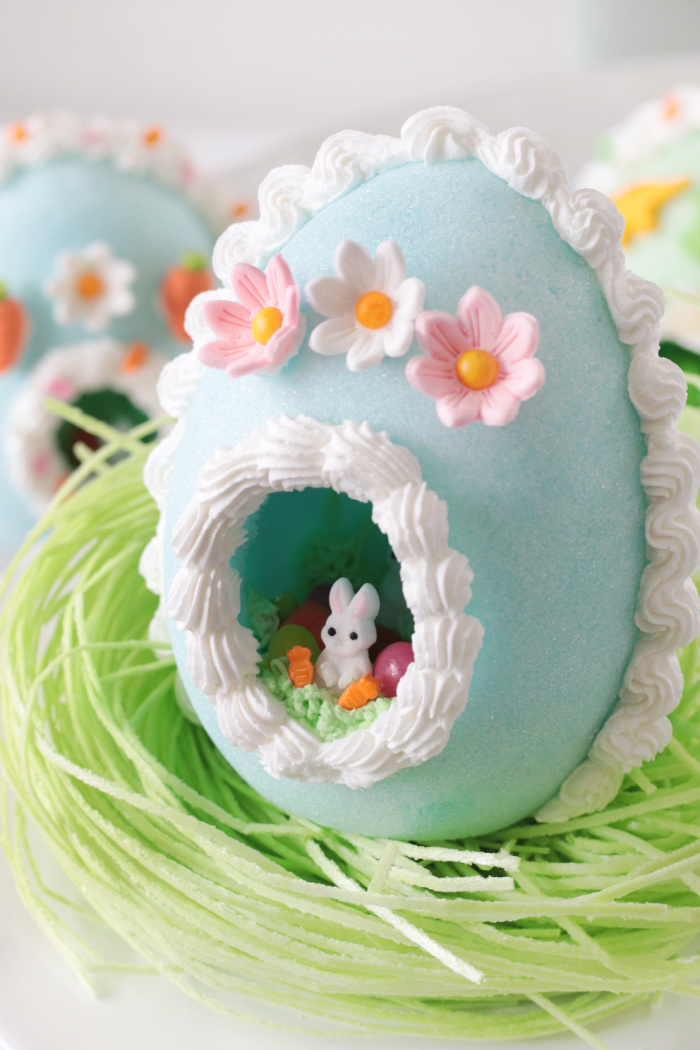 vertical panoramic sugar egg on easter grass