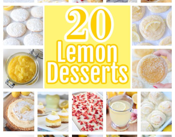 collage of 20 lemon dessert recipes