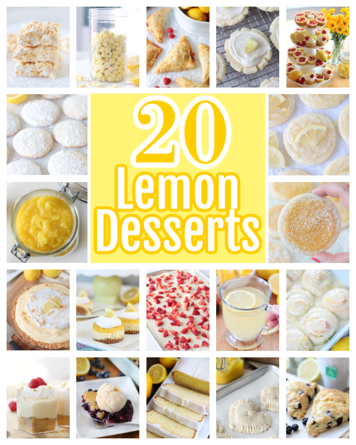 collage of 20 lemon dessert recipes