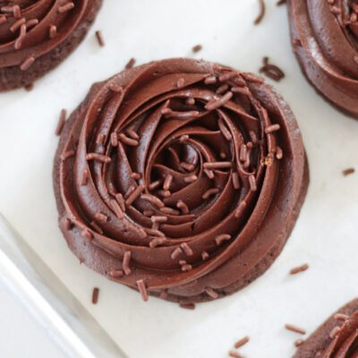 chocolate cupcake cookies on baking sheet