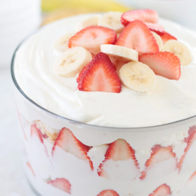 strawberry trifle in bowl