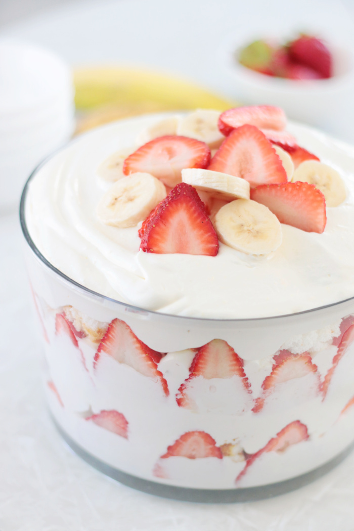 strawberry trifle in bowl