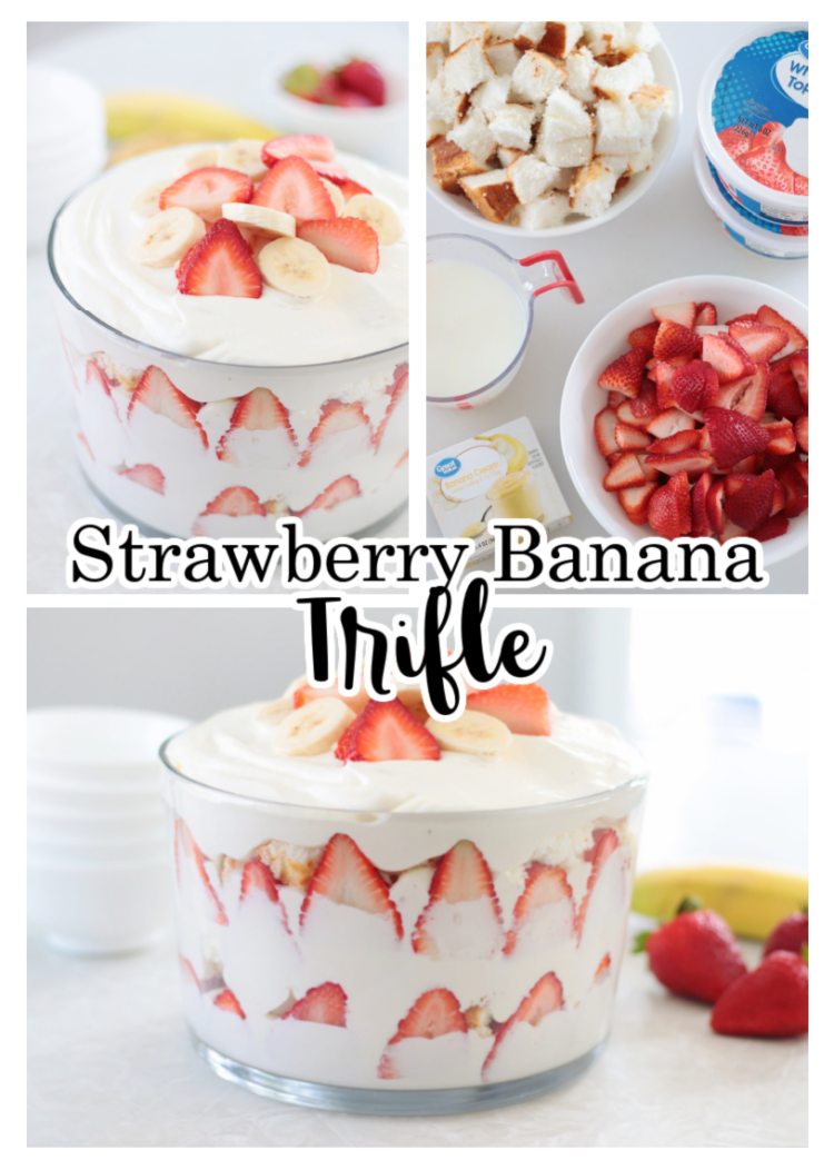 strawberry banana angel food trifle