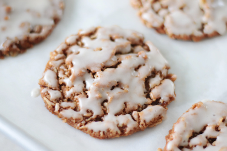 gingerbread oatmeal cookies on cookie sheet