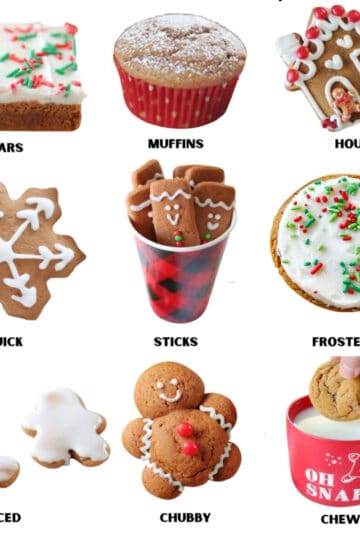 Collage of gingerbread cookie recipes.