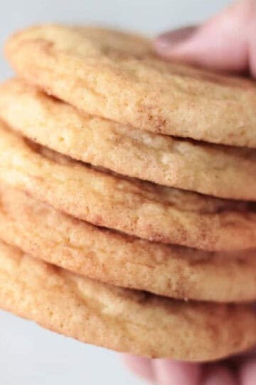 Stack of bakery style snickerdoodles.