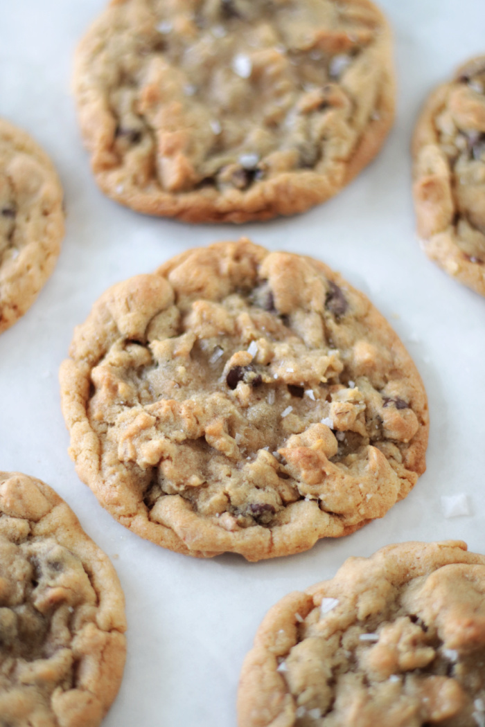 crumbl copycat mom's cookies on parchment paper