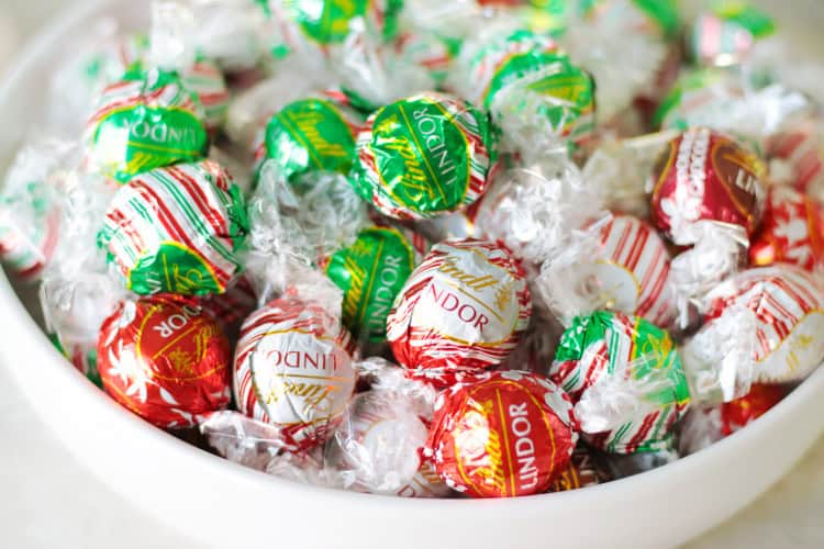 bowl of Lindt chocolate truffles