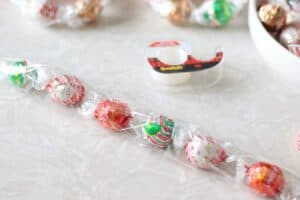 truffles lined up and wrapped in cellophane