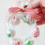 hand holding chocolate truffle wreath