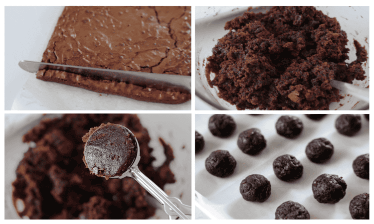 batch of brownies mashed in bowl.