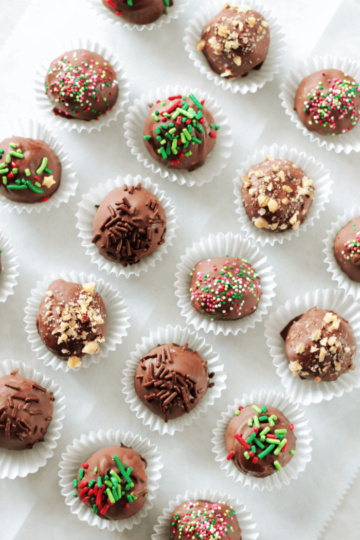 variety of brownie truffles in candy liners