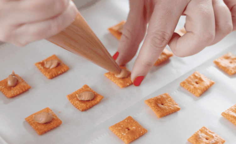 cheez its with peanut butter on them