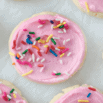 copycat lofthouse sugar cookies on parchment paper