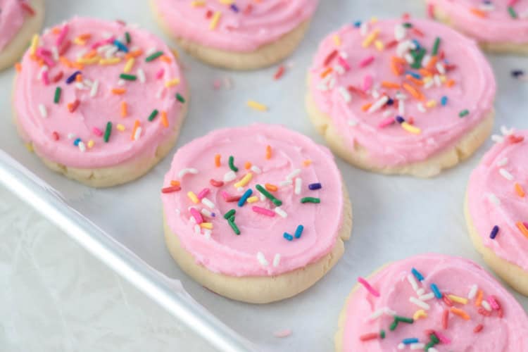 copycat lofthouse cookies on baking sheet