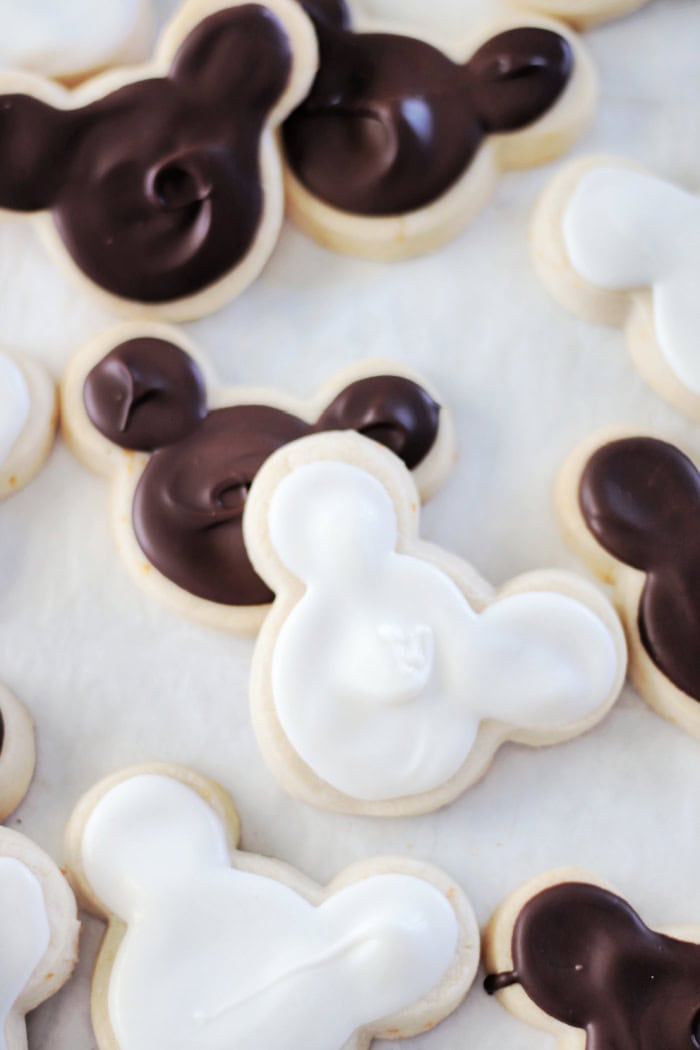 mickey mouse shortbread cookies coated in chocolate