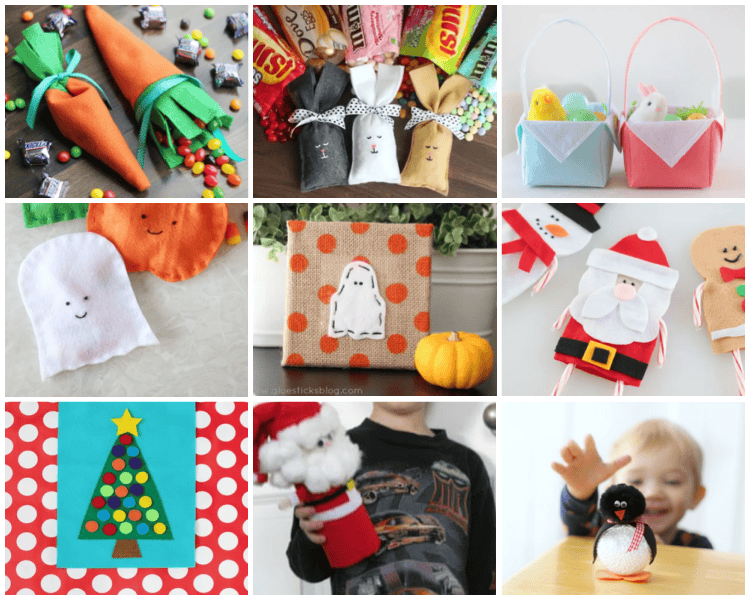 collage of felt holiday crafts