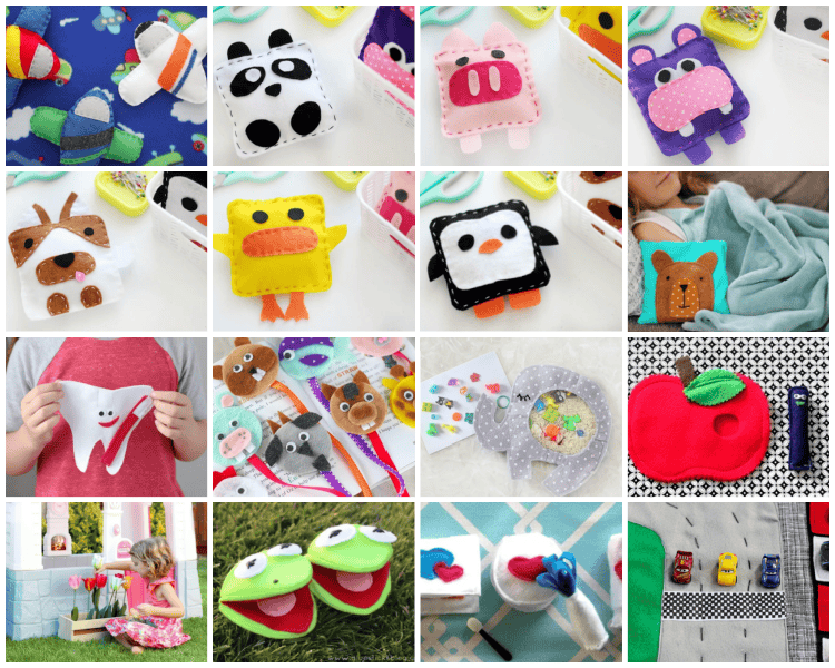 collage of felt toy sewing projects