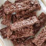 Crunch bars sliced and placed on serving tray.