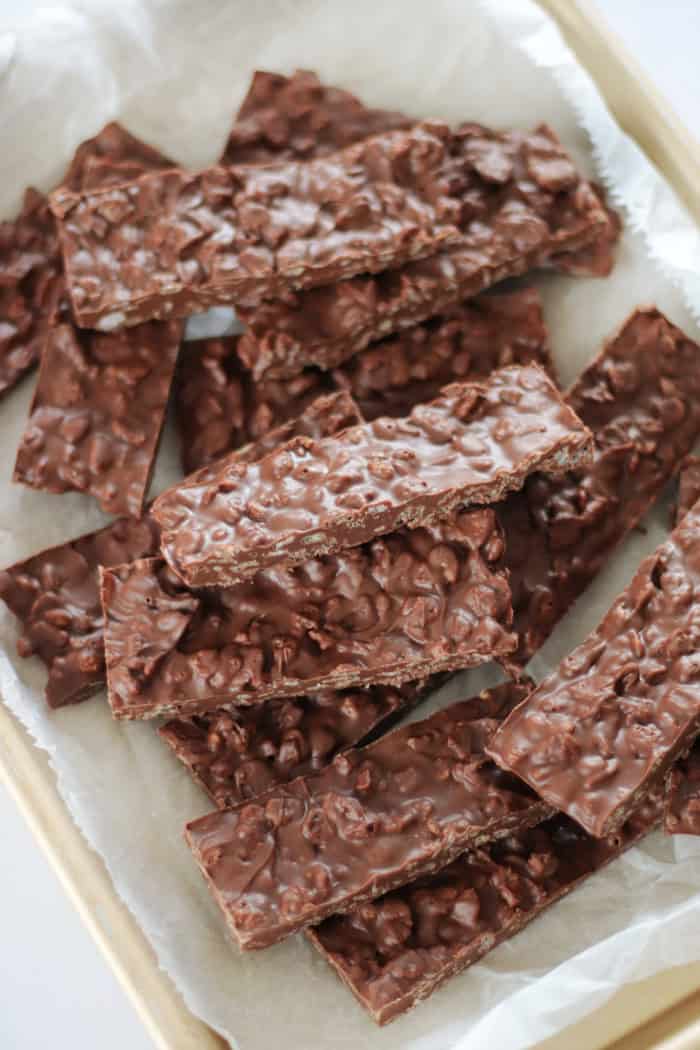 crunch bars on baking sheet