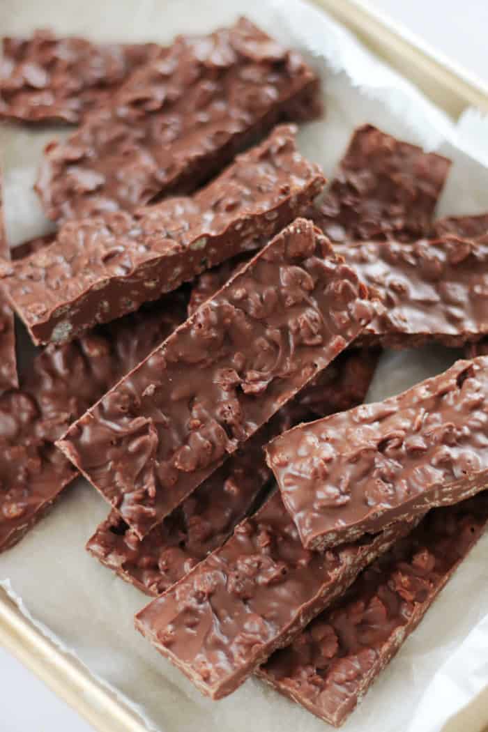 cookie sheet with homemade crunch bars
