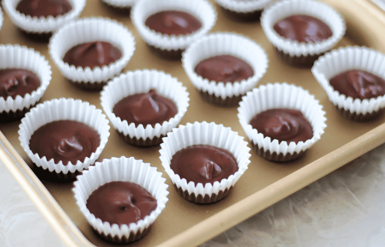baking sheet of chocolate peanut butter meltaways